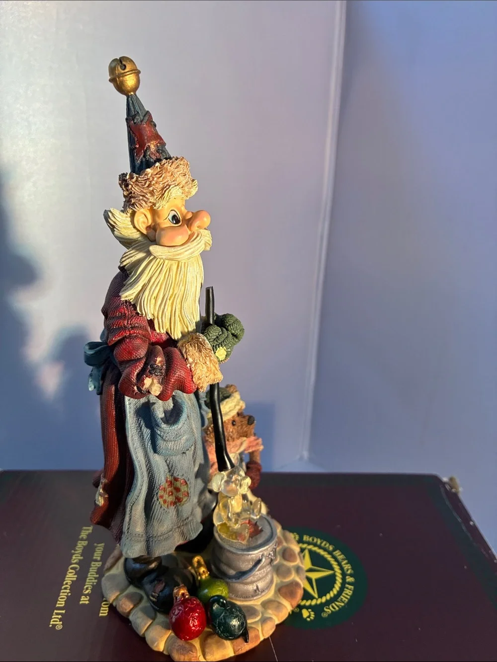 Boyds Bears Blue and Cream Santa with Dog Figurine